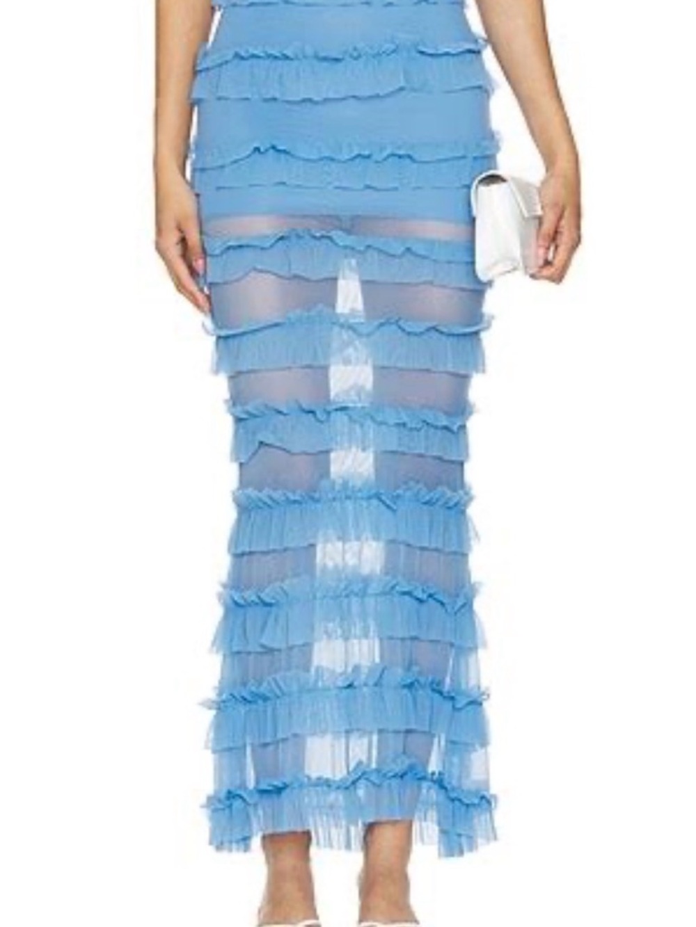 OW Collection Gracie Maxi Skirt in Baby Blue